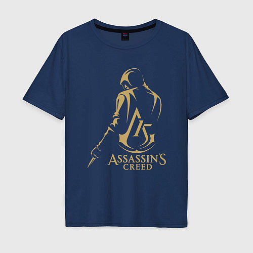 Мужская футболка оверсайз Assassins creed 15 лет / Тёмно-синий – фото 1