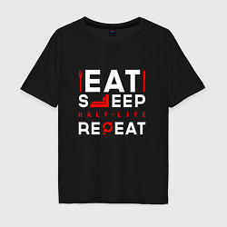 Мужская футболка оверсайз Надпись eat sleep Half-Life repeat