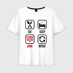 Футболка оверсайз мужская Eat - sleep - GTA - repeat, цвет: белый