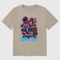 Мужская футболка оверсайз Человечки бейсболисты