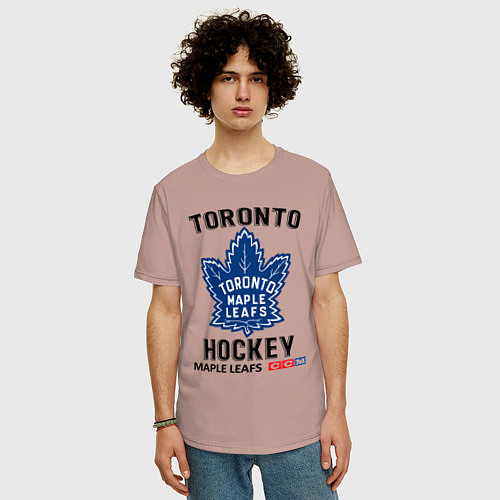 Мужская футболка оверсайз Торонто нхл / Пыльно-розовый – фото 3
