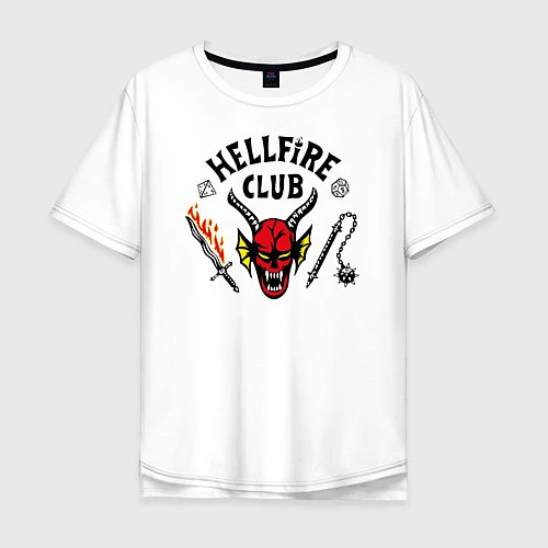 Мужская футболка оверсайз Hellfire сlub art / Белый – фото 1