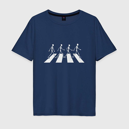 Мужская футболка оверсайз Beatles dead / Тёмно-синий – фото 1
