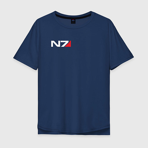 Мужская футболка оверсайз Логотип N7 / Тёмно-синий – фото 1
