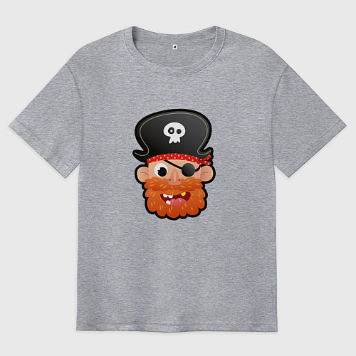 Мужская футболка оверсайз Мультяшный пират / Меланж – фото 1