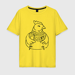 Футболка оверсайз мужская Довольная курица, цвет: желтый