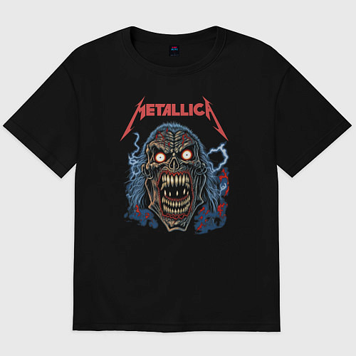 Мужская футболка оверсайз Metallica skull / Черный – фото 1
