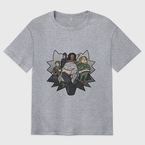 Мужская футболка оверсайз Ведьмак в печали / Меланж – фото 1