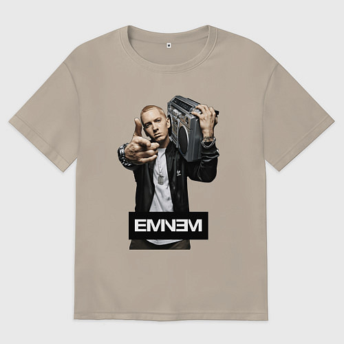 Мужская футболка оверсайз Eminem boombox / Миндальный – фото 1