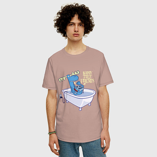 Мужская футболка оверсайз Lumpy - high voltage / Пыльно-розовый – фото 3