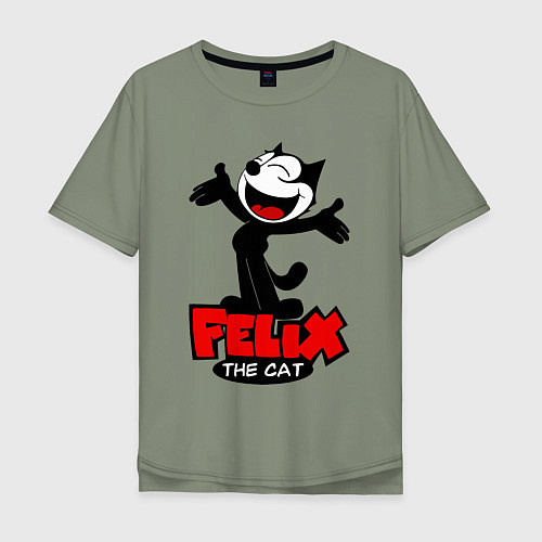 Мужская футболка оверсайз Happy Cat Felix / Авокадо – фото 1