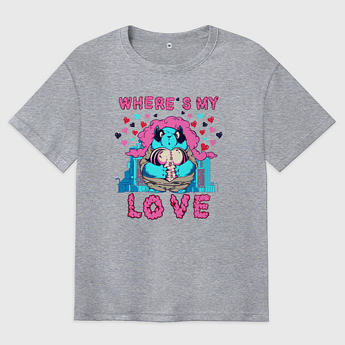 Мужская футболка оверсайз Где ты моя любовь / Меланж – фото 1