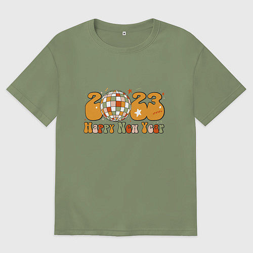 Мужская футболка оверсайз 2023 - happy new year / Авокадо – фото 1