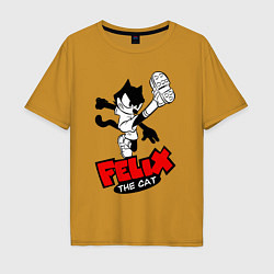 Футболка оверсайз мужская Cat Felix - footballer, цвет: горчичный