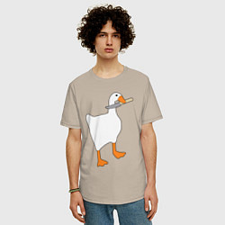 Футболка оверсайз мужская Опасный гусь, цвет: миндальный — фото 2