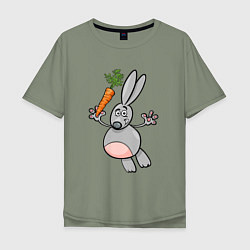 Мужская футболка оверсайз Заяц с морковкой в полете