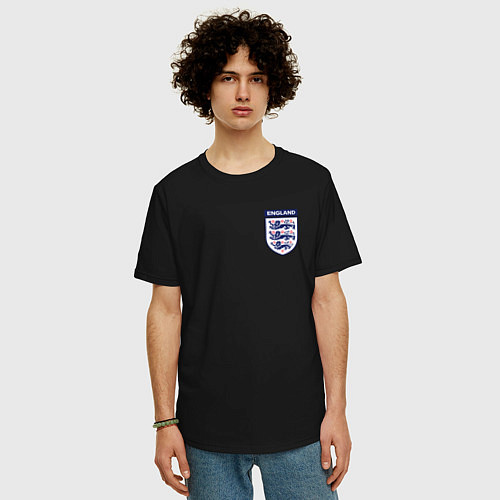 Мужская футболка оверсайз Сборная Англии логотип / Черный – фото 3