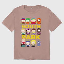 Футболка оверсайз мужская Южный парк персонажи, цвет: пыльно-розовый