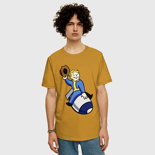 Мужская футболка оверсайз Vault boy - bomb rider / Горчичный – фото 3