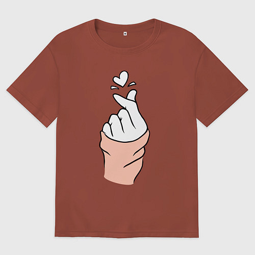 Мужская футболка оверсайз Hand click / Кирпичный – фото 1