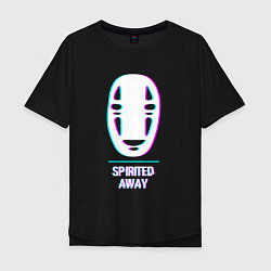 Футболка оверсайз мужская Символ Spirited Away в стиле glitch, цвет: черный