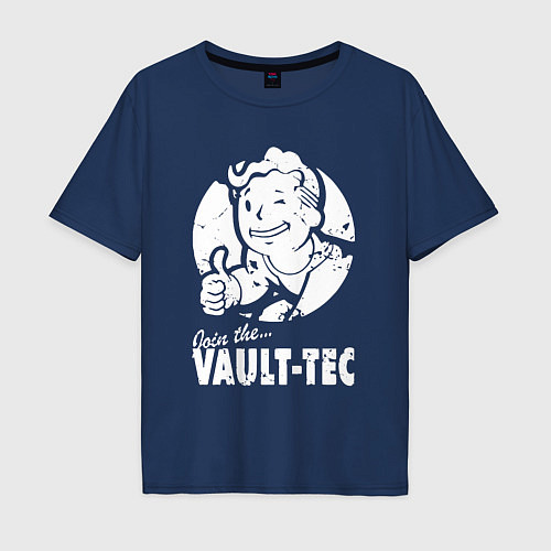 Мужская футболка оверсайз Vault boy - join the vault tec / Тёмно-синий – фото 1