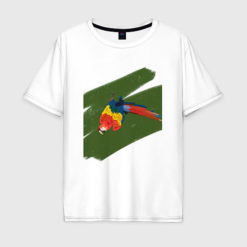 Мужская футболка оверсайз Попугай в джунглях / Белый – фото 1