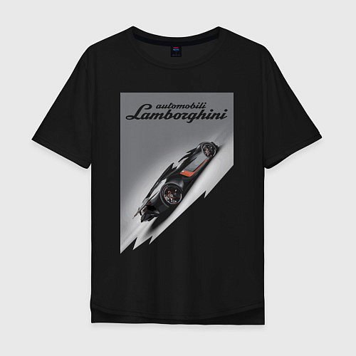 Мужская футболка оверсайз Lamborghini - concept - sketch / Черный – фото 1