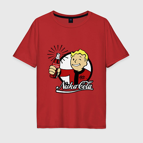 Мужская футболка оверсайз Vault boy - nuka cola / Красный – фото 1