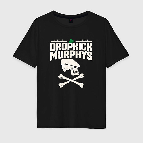 Мужская футболка оверсайз Dropkick murphys панк рок группа череп в кепке / Черный – фото 1