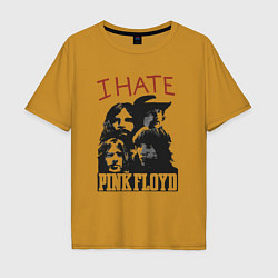 Футболка оверсайз мужская I hate pink floyd как у Sex Pistols, цвет: горчичный