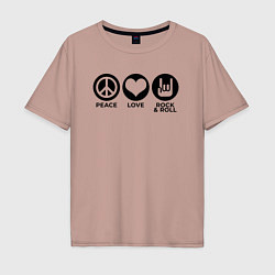 Мужская футболка оверсайз Мир любовь и рок