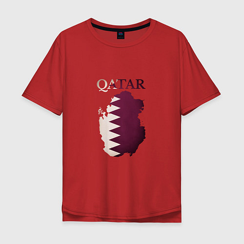 Мужская футболка оверсайз Qatar map / Красный – фото 1