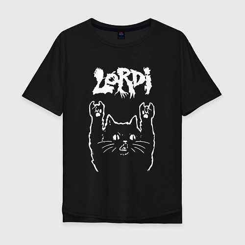 Мужская футболка оверсайз Lordi рок кот / Черный – фото 1