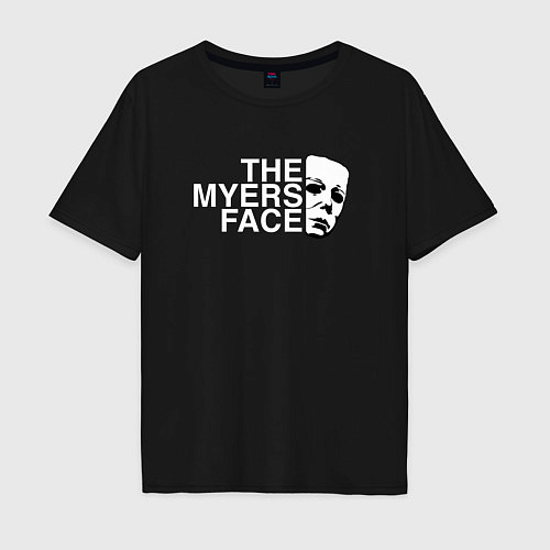 Мужская футболка оверсайз The myers face Майкл Майерс хэллоуин / Черный – фото 1
