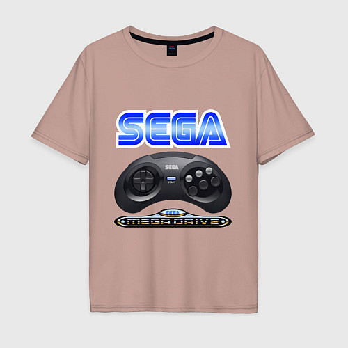 Мужская футболка оверсайз Sega - mega drive joystick / Пыльно-розовый – фото 1