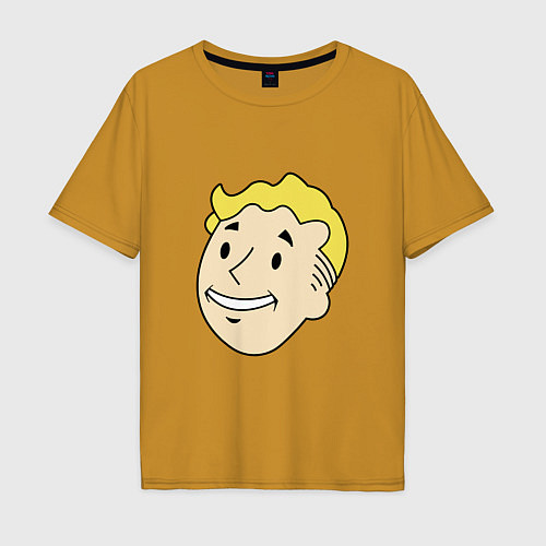 Мужская футболка оверсайз Vault boy head / Горчичный – фото 1