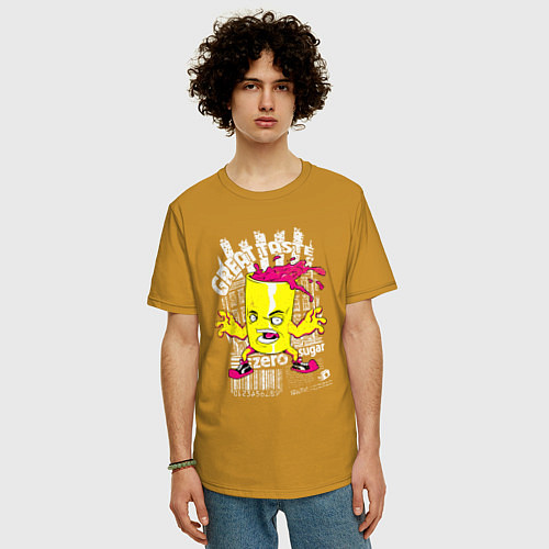 Мужская футболка оверсайз Стакан с напитком / Горчичный – фото 3