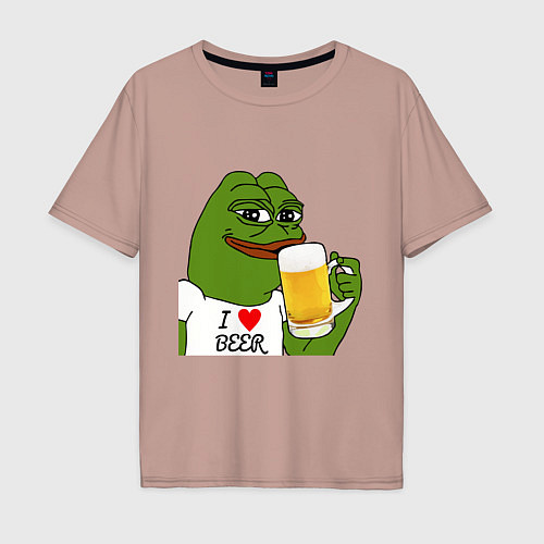 Мужская футболка оверсайз Drink Pepe / Пыльно-розовый – фото 1