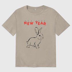 Мужская футболка оверсайз New year rabbit