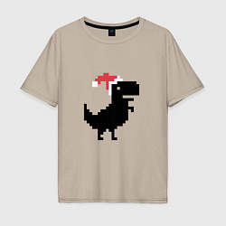Мужская футболка оверсайз Новогодний гугл динозаврик