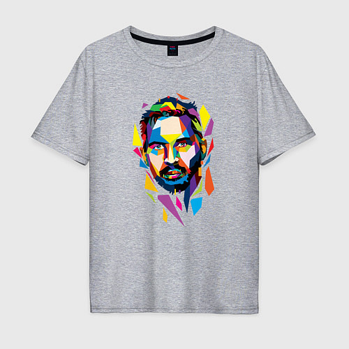 Мужская футболка оверсайз Геометрический портрет Тома Харди / Меланж – фото 1