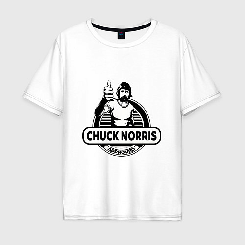 Мужская футболка оверсайз Chuck Norris approved / Белый – фото 1