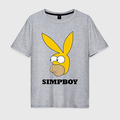 Мужская футболка оверсайз Simpboy - rabbit Homer / Меланж – фото 1