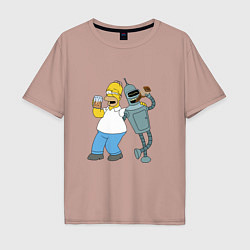 Мужская футболка оверсайз Drunk Homer and Bender