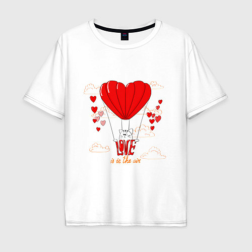 Мужская футболка оверсайз Love is in the air hearts / Белый – фото 1