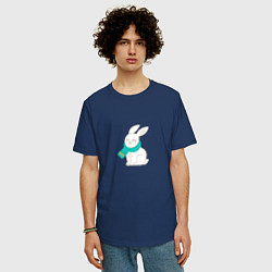 Футболка оверсайз мужская Милый кролик - символ 2023 года, цвет: тёмно-синий — фото 2