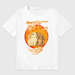 Мужская футболка оверсайз Новогодние кролики