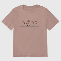Футболка оверсайз мужская 2023 - символ года, цвет: пыльно-розовый