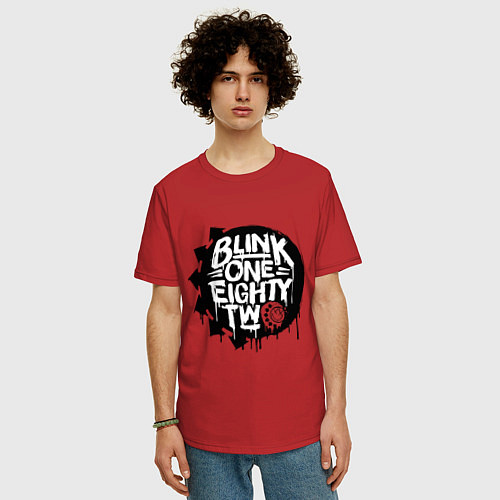 Мужская футболка оверсайз Blink one eighty two / Красный – фото 3